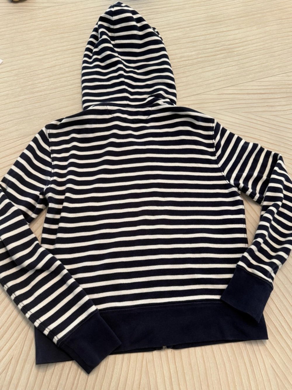 Ralph Lauren Navy and White Striped Zip-Up Hoodie with Red Pony - Picture 2 of 8